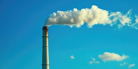 Chimney Smoke from Power Station in Daylight