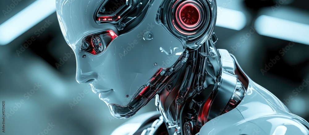 Poster 3d computer generated illustration of a mechanical robot