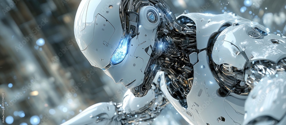 Poster 3d computer generated illustration of a mechanical robot