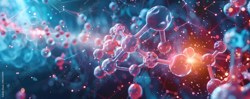 Wall mural captivating molecular structures a visually stunning of the unseen realm of science and innovation