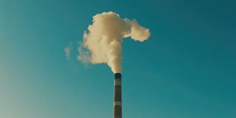 Fototapeta premium Power Plant Smoke Column in Clear Sky
