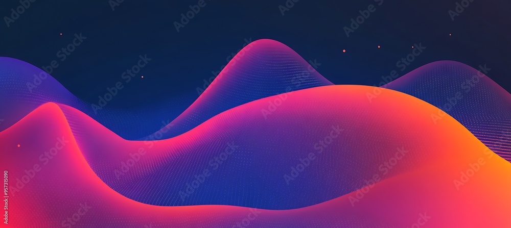 Poster a bright, abstract wave pattern in vibrant colors with a central area for text
