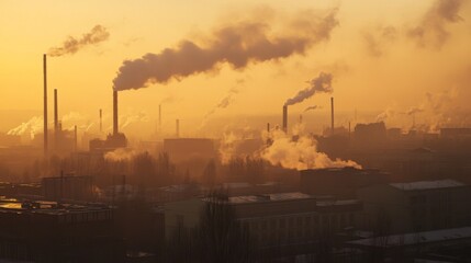 Industrial Landscape at Sunset