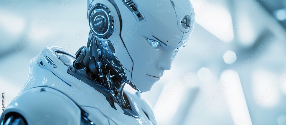 Poster 3d computer generated imagery of a robotic figure