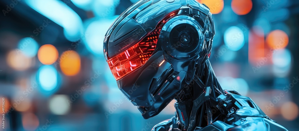 Poster 3d computer generated rendering of a futuristic cyborg