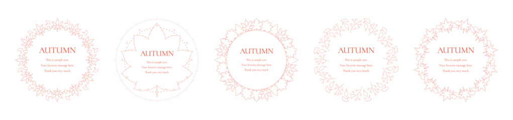 紅葉やイチョウ、木の実をモチーフにした秋の飾り枠。高級感のある囲みのデザイン