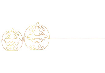 Continuous line drawing of halloween with gold color eps 10