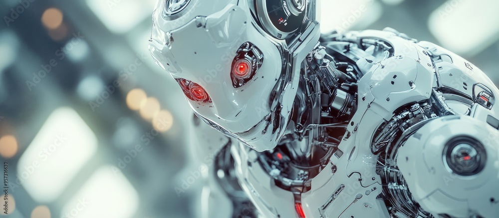 Poster 3d computer generated visualization of a robotic figure
