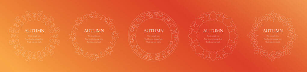 紅葉やイチョウ、木の実をモチーフにした秋の飾り枠。高級感のある囲みのデザイン