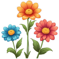 Vintage botany flower collection colorful spring flowers vector set isolated on a white background