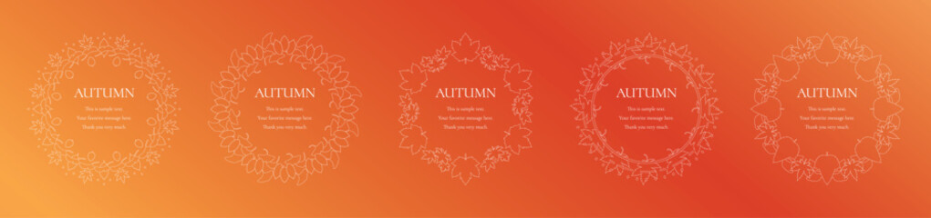 紅葉やイチョウ、木の実をモチーフにした秋の飾り枠。高級感のある囲みのデザイン