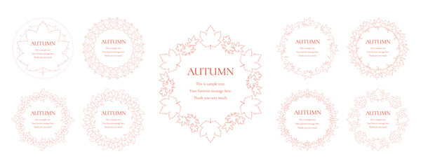 紅葉やイチョウ、木の実をモチーフにした秋の飾り枠。高級感のある囲みのデザイン