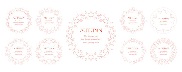 紅葉やイチョウ、木の実をモチーフにした秋の飾り枠。高級感のある囲みのデザイン