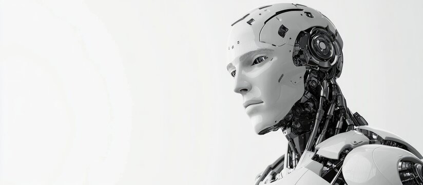 3D depiction of a male robot on a white background