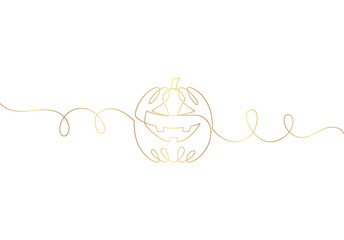 Continuous line drawing of halloween with gold color eps 10