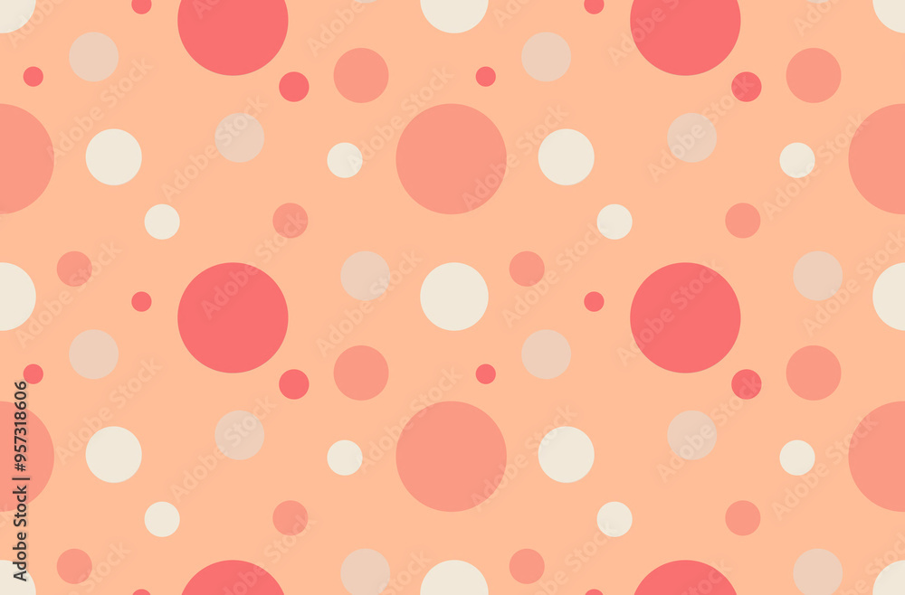 Poster seamless pattern with circle print in a beige and orange palette. trendy color peach fuzz.