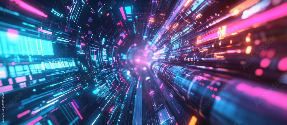 Poster 3d digital rendering showcasing a futuristic concept with vibrant colors and intricate details