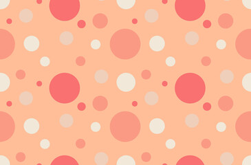 Seamless pattern with circle print in a beige and orange palette. Trendy color Peach Fuzz.