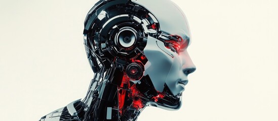 Fototapeta premium 3D digital rendering of a male cyborg against a white background