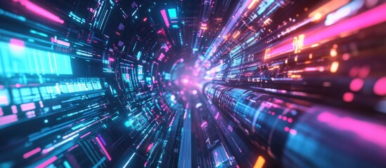 Obraz premium 3D digital rendering showcasing a futuristic concept with vibrant colors and intricate details