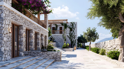 A charming stone villa nestled in lush landscapes captures the essence of Mediterranean living, providing a tranquil countryside retreat with a blend of nature, luxury, and rustic allure