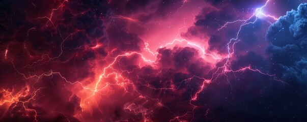 A dramatic lightning storm illuminating the night sky, 4K hyperrealistic photo