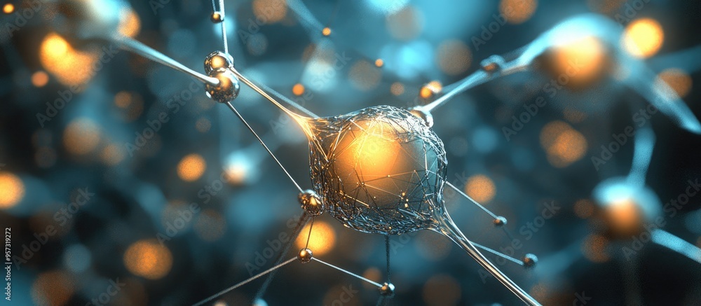 Poster 3d illustration depicting a conceptual framework of communication networks in science and technology