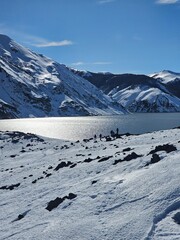 snow covered mountains