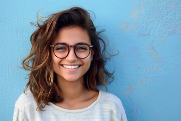 Obraz premium Smiling Gen Z Student Portrait: Youthful Energy and Curiosity in an Educational Context
