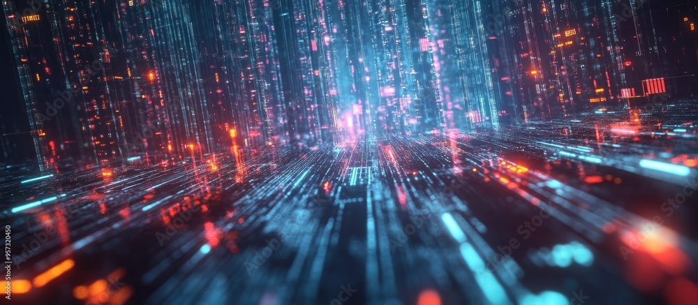 Poster 3d illustration depicting concepts of digital network technology ai and 5g data communication