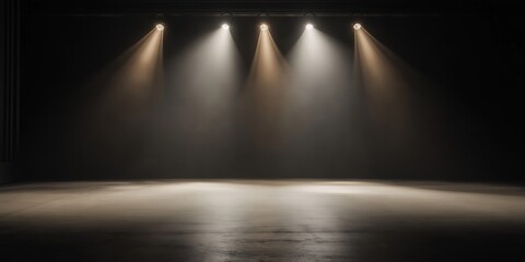 A glowing spotlight effect on an empty stage background