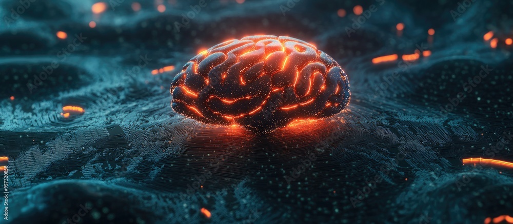 Aufkleber 3d illustration depicting the concept of thought featuring a brain in an abstract design representin