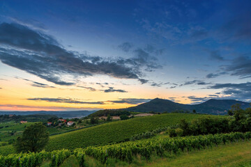 Sunset over the Euganean Hills, Vo' Euganeo, Padua, Veneto, Italy
