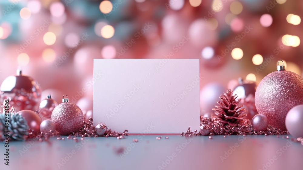 Poster a 3d render of a blank greeting card on a festive background