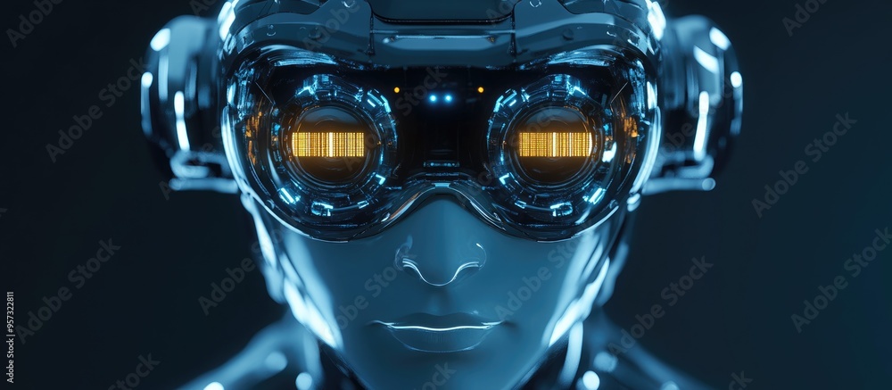 Poster 3d illustration of a captivating robot framing a subject in a unique and imaginative way