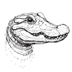 crocodile in cartoon, doodle style . Image for t-shirt, web, mobile apps and ui. Isolated 2d vector illustration in logo, icon, sketch style, Eps 10, black and white. AI Generative