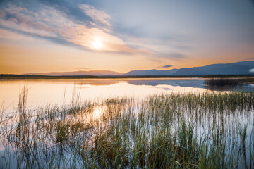 sunset over the river