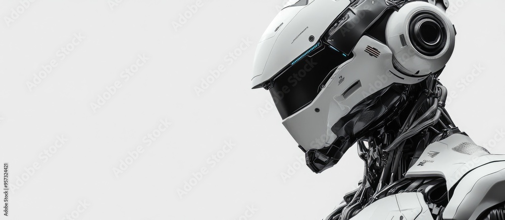 Poster 3d illustration of a cool robot in profile portrait from the side view