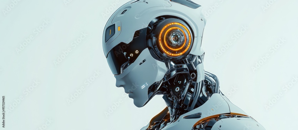 Poster 3d illustration of a cool robot in profile view showcasing its unique design and features for an eng