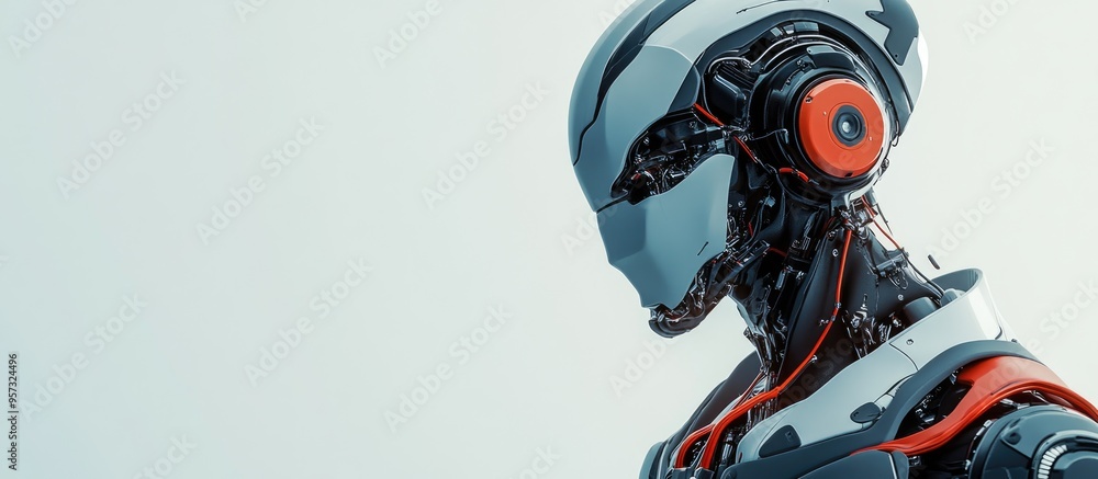 Poster 3d illustration of a cool robot in profile view showcasing its unique design and features for an eng