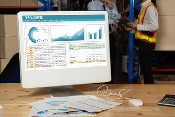 Spreadsheet document information financial startup concept. data and graphs in spreadsheet documents for online analysis project dashboard accounting digital snugly