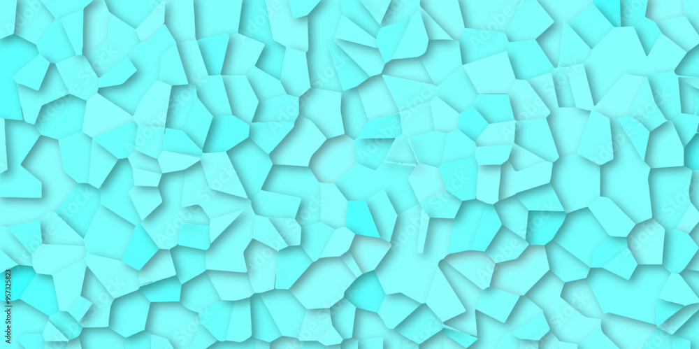 Poster abstract blue broken stained-glass background with line. geometric seamless pattern with 3d shapes t