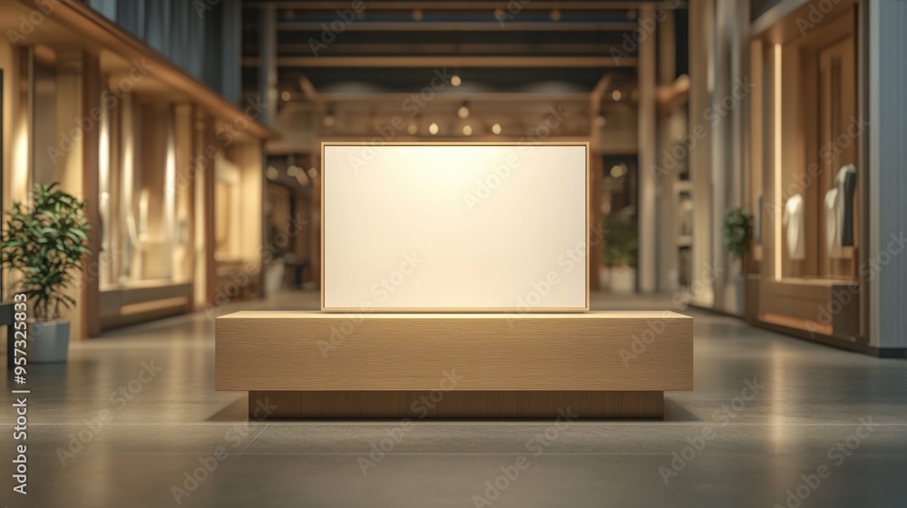 Poster a 3d render of a blank product box on a digital display shelf
