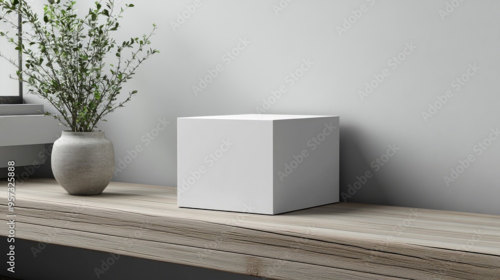 Poster a 3d render of a blank product box on a digital shelf