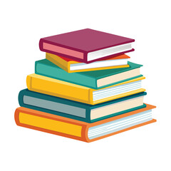 Stack of Books Vector Illustration on White Background, Minimalist Design for Educational Themes, Reading Icons, Knowledge Symbols, and Library Graphics, Books Stack Vector Isolated on White
