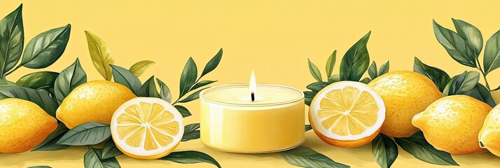 Lemon Candle Arrangement with Fresh Citrus Decorations