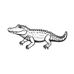 Fototapeta premium crocodile in cartoon, doodle style . Image for t-shirt, web, mobile apps and ui. Isolated 2d vector illustration in logo, icon, sketch style, Eps 10, black and white. AI Generative