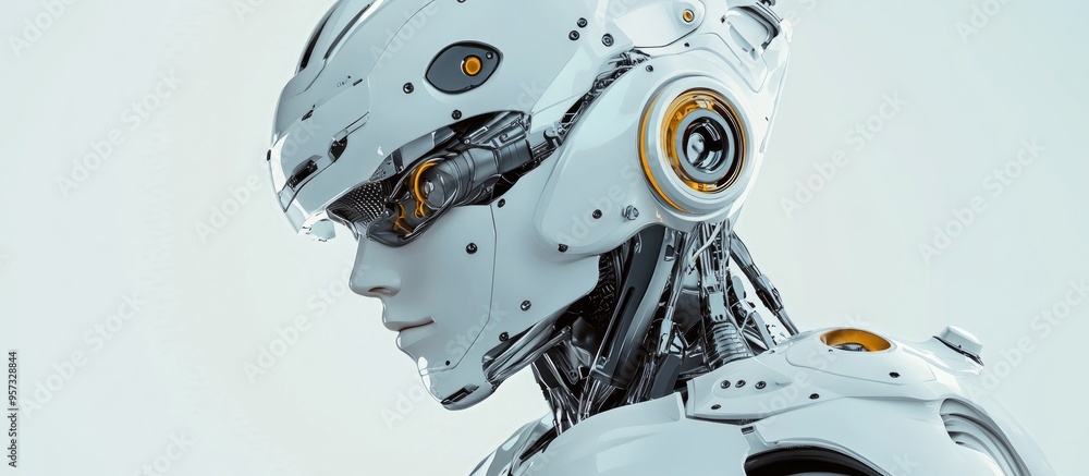 Poster 3d illustration of a futuristic robot design showcasing advanced technology and sleek features in a 