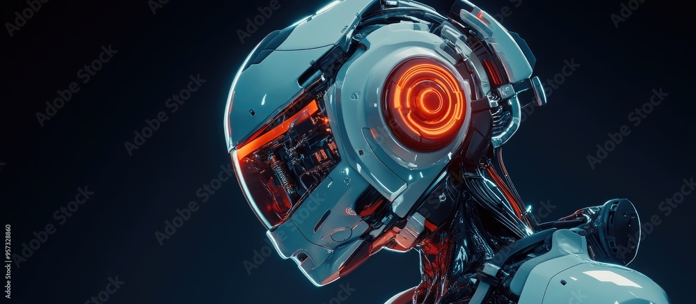 Poster 3d illustration of a futuristic robot design showcasing advanced technology and sleek features in a 