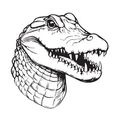 crocodile in cartoon, doodle style . Image for t-shirt, web, mobile apps and ui. Isolated 2d vector illustration in logo, icon, sketch style, Eps 10, black and white. AI Generative